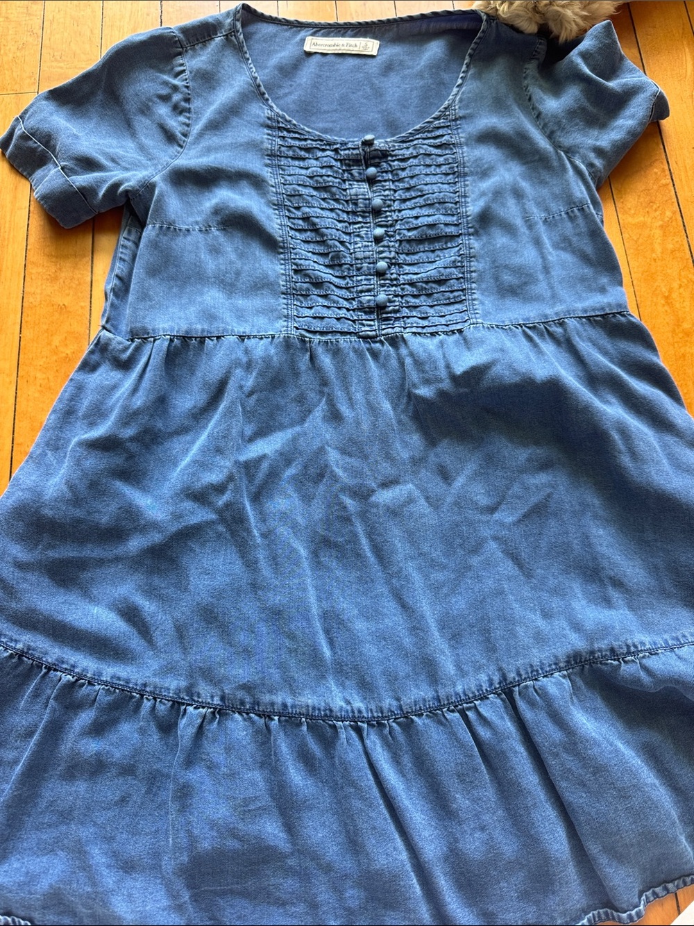 Denim-Style Blue Tiered Button Front Dress Abercrombie and fitch